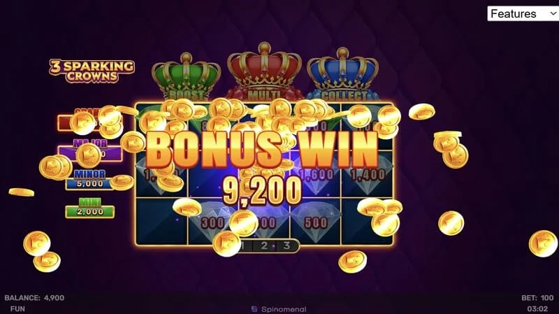3 Sparking Crowns bonus win